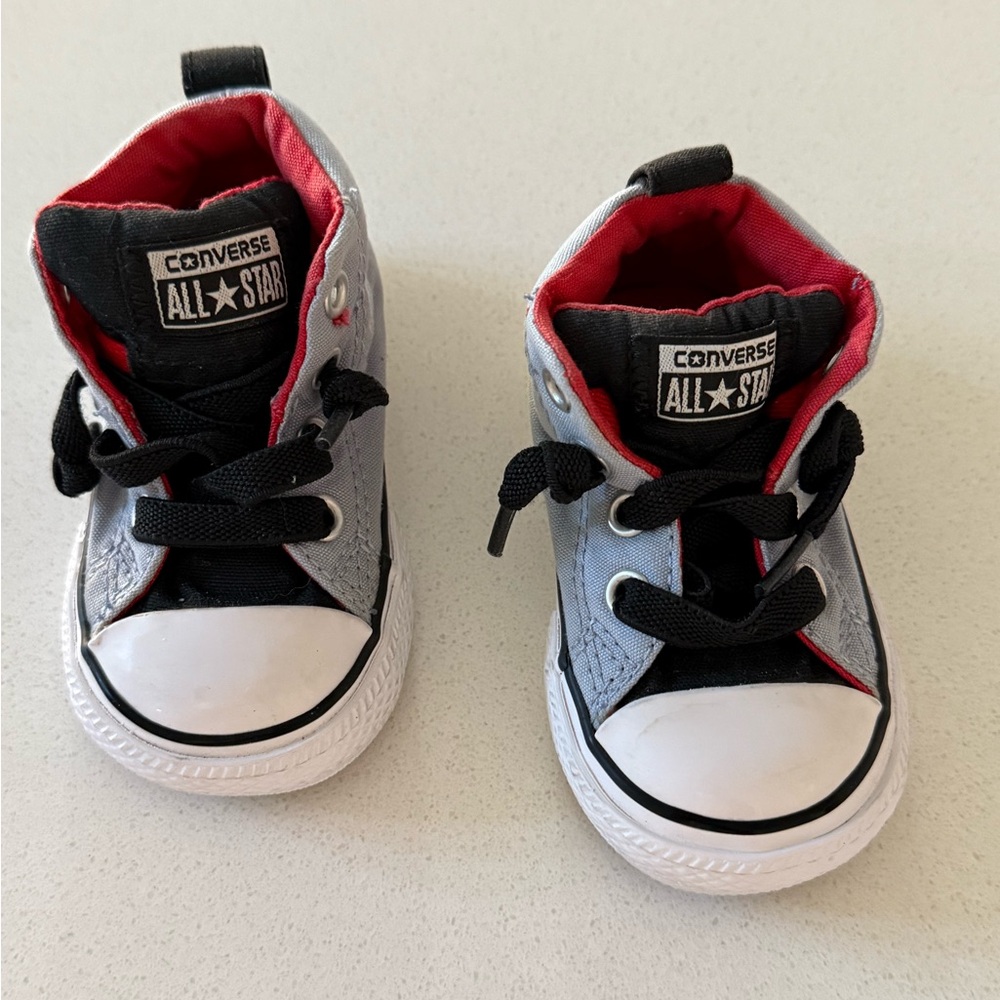 Converse Chuck Taylor Toddler All Star Shoes Sneakers Size 3 Gray Black Red
